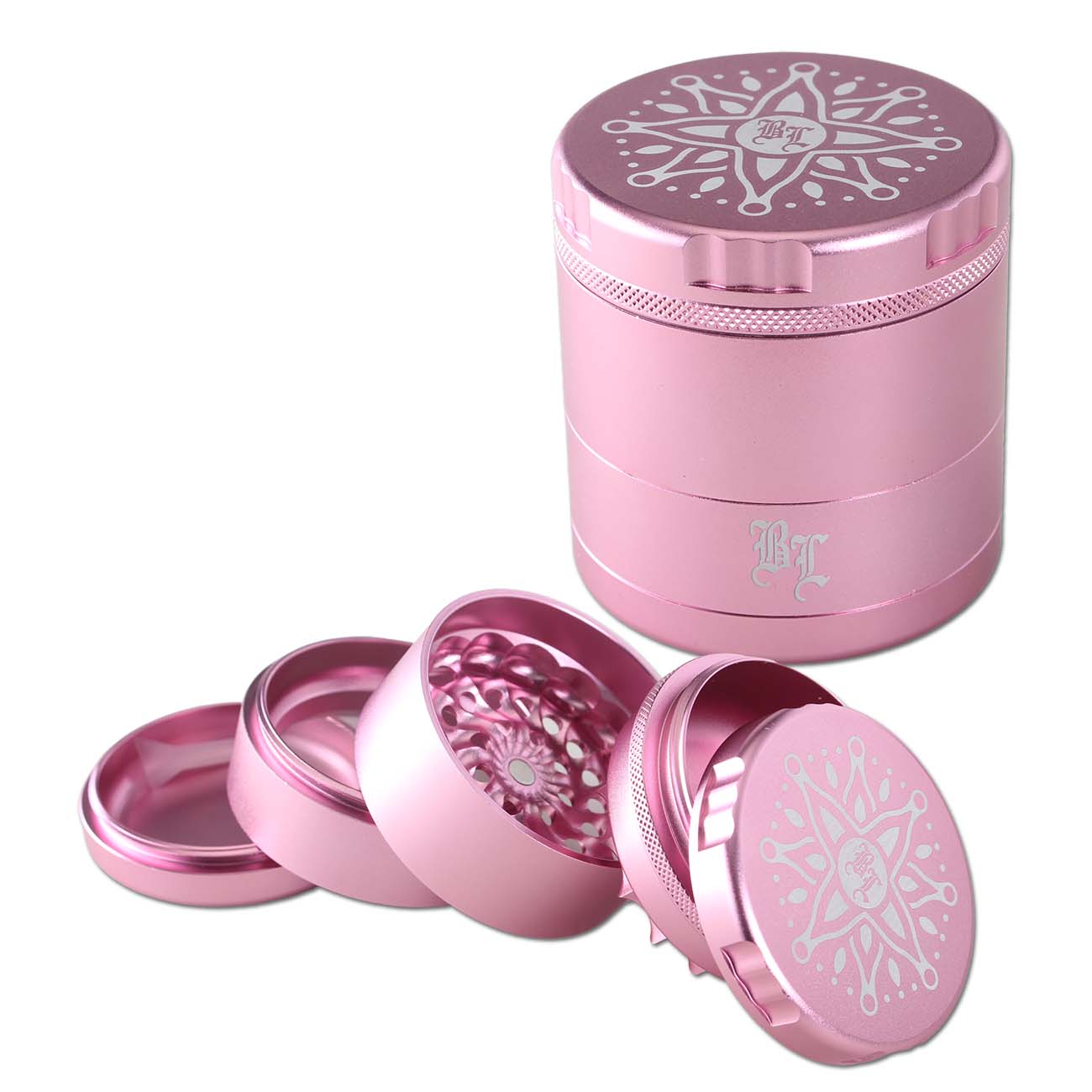 Black Leaf CNC-Blumen-Grinder 5-tlg. pink Ø 63/58mm H 64mm Zahnloses Mahlwerk