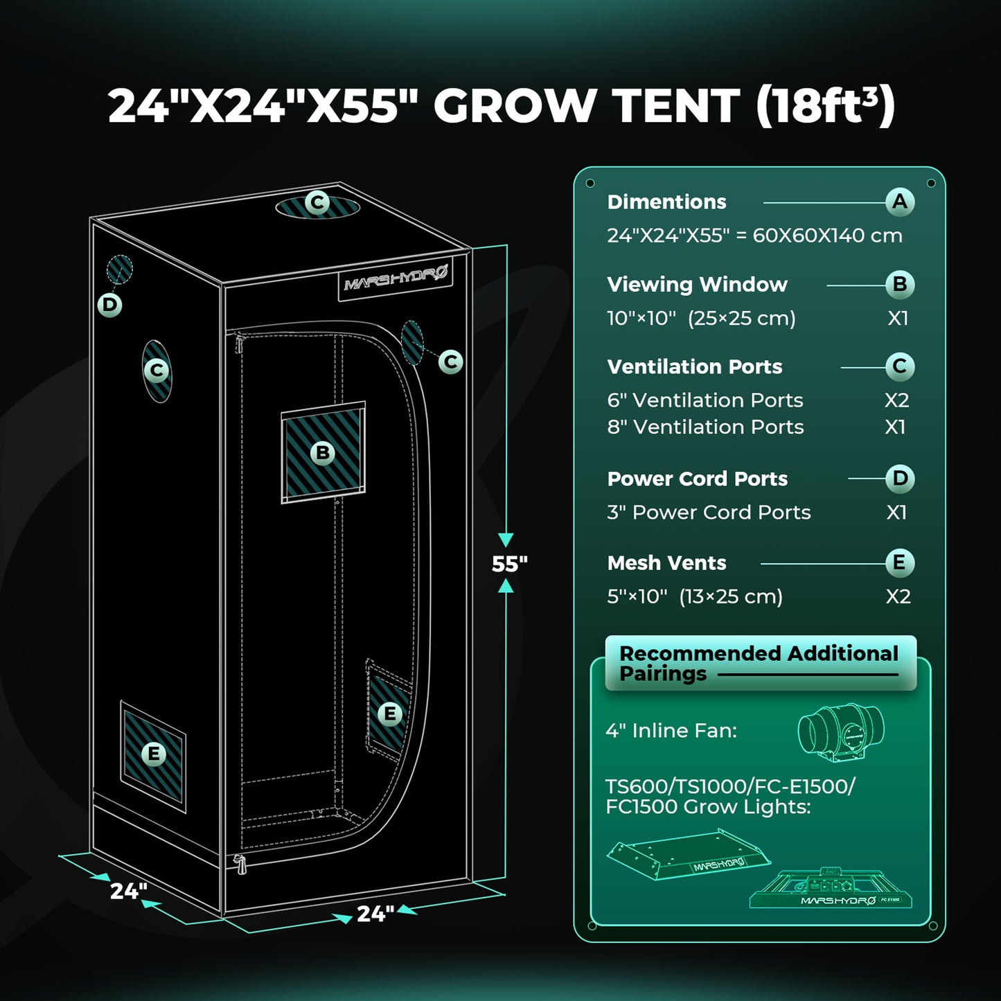 Mars Hydro Growzelt 80x80x160 cm