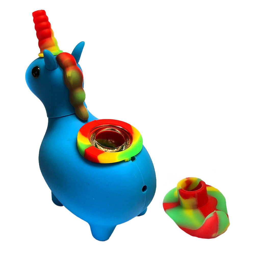 Silikon Pfeife Blue Unicorn 12cm