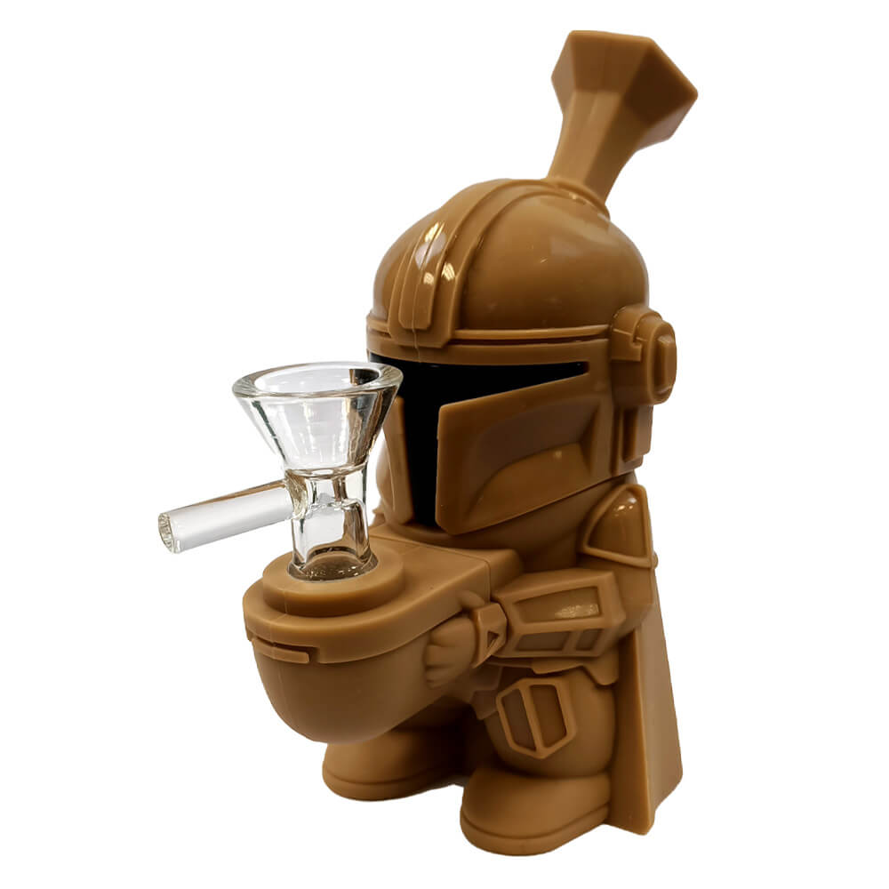 Space Hero Silicone Pfeife 15 cm braun/grün