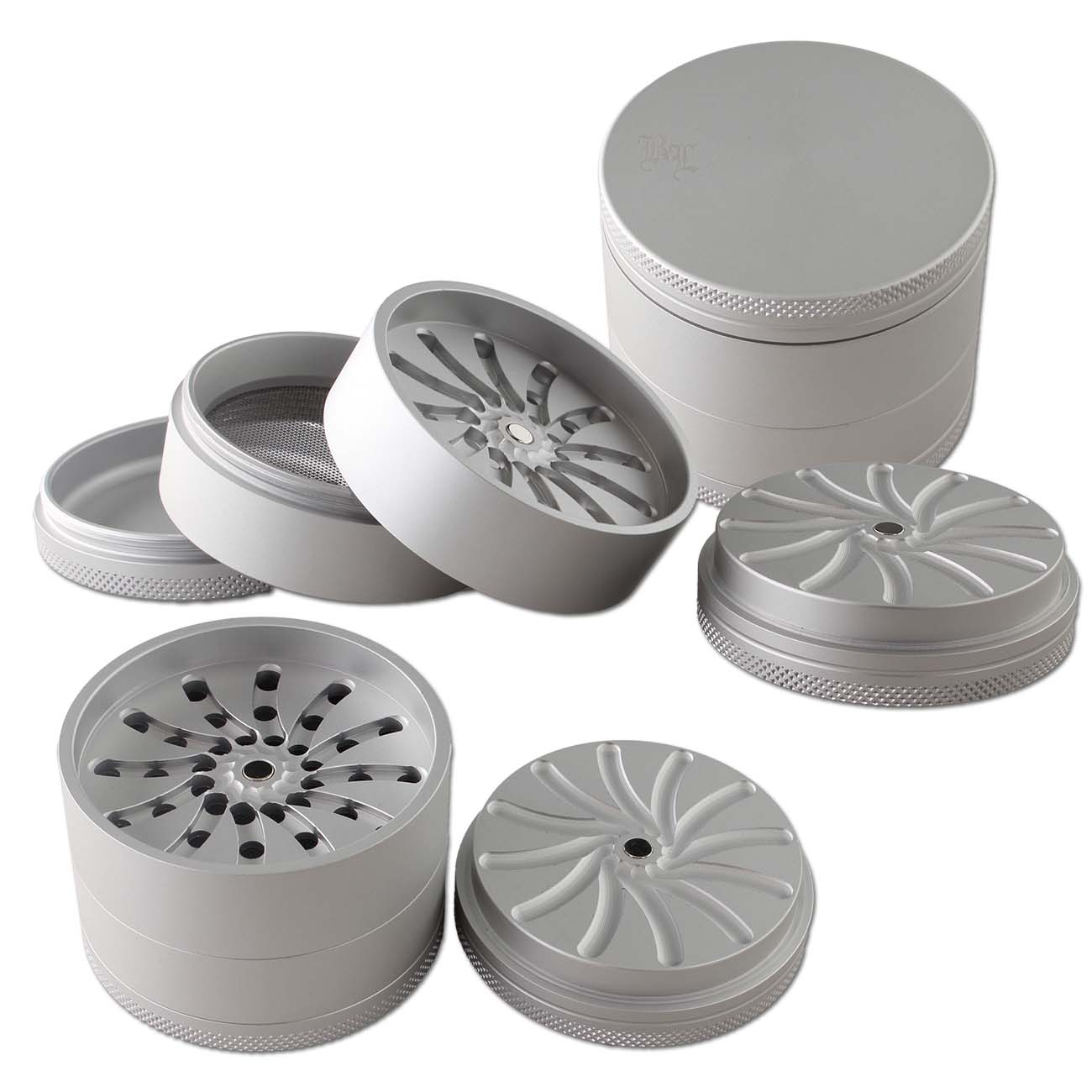Black Leaf Masher Grinder 4-tlg. silber, Ø 63mm