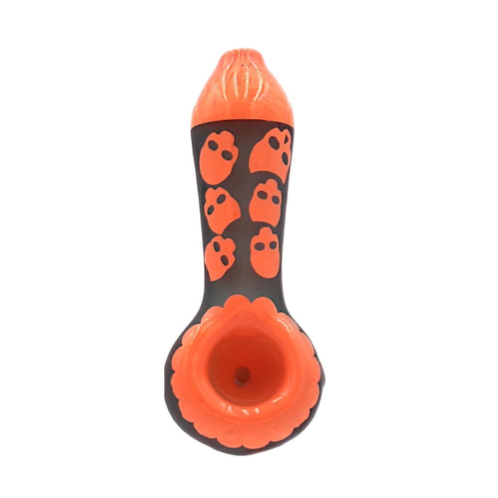 Glasspfeife Skull Pattern 10 cm Pink/Lila/Orange/Grün Orange 