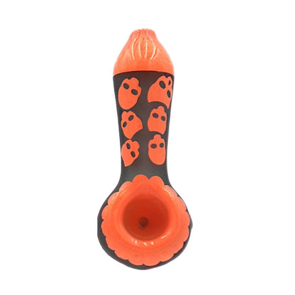 Glasspfeife Skull Pattern 10 cm Pink/Lila/Orange/Grün Orange 