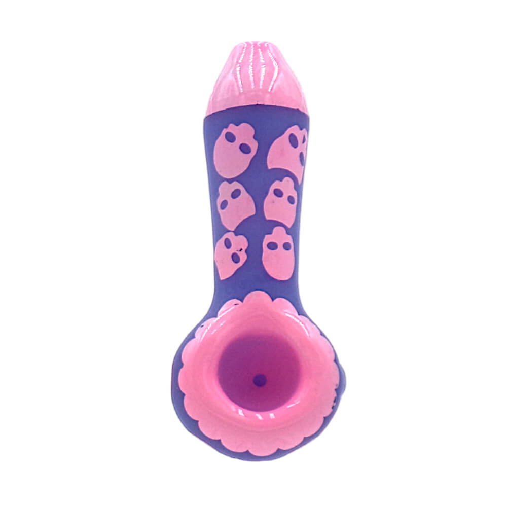 Glasspfeife Skull Pattern 10 cm Pink/Lila/Orange/Grün Pink 