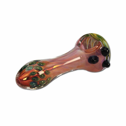 Handpfeife Glas bunt mit Perlen am Mundstück 110mm