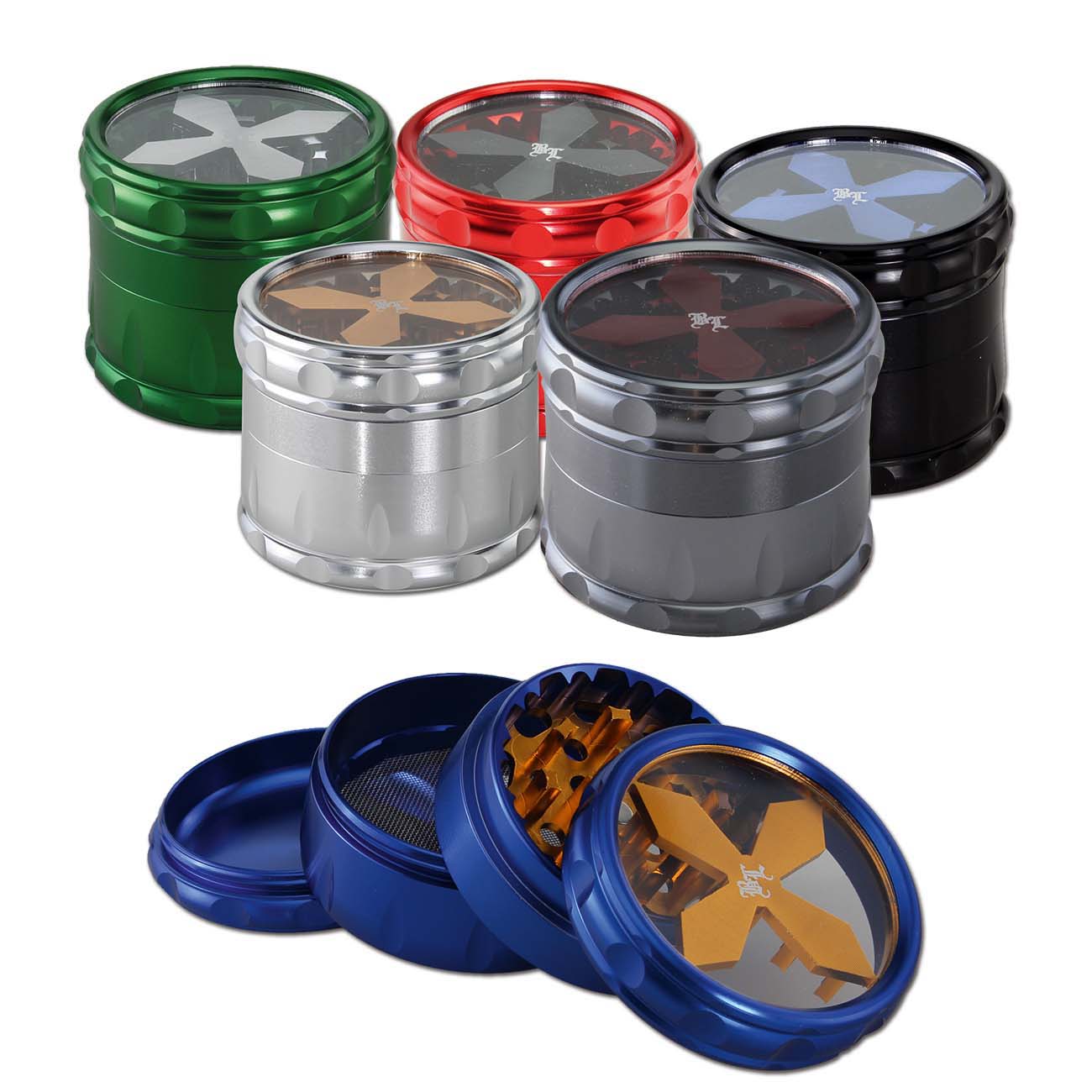 Black Leaf Cross Grinder 4-tlg. silber, Ø 54mm