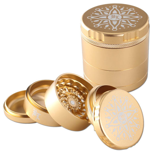 Black Leaf CNC-Blumen-Grinder 5-tlg. golden Ø 63/58mm H 64mm Zahnloses Mahlwerk