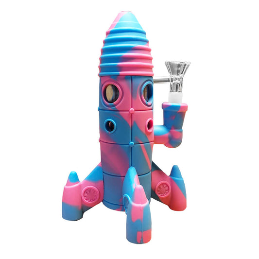 Silikon Bong Rocket Pink mit LEDs 20cm