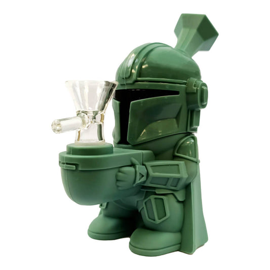 Space Hero Silicone Pfeife 15 cm braun/grün