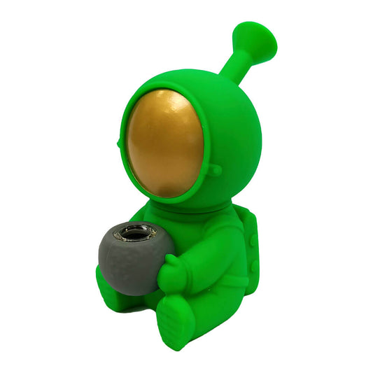 Spaceman Silicone Pfeife 15 cm orange/grün/weiß